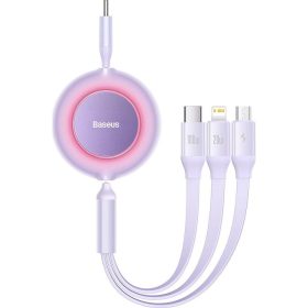   BASEUS kábel 3 az 1-ben Type C - Micro USB / Lightning / Type C PD QC4.0 3,5A 100W CAMJ010205 1,1 m lila