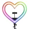 LED Ring Stream RGB lamp 12inch with holder  mobile HEART + tripod JM33-13 fekete