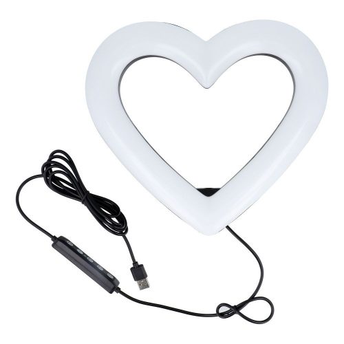LED Ring Stream RGB lámpa 10" mobiltelefon tartóval HEART + tripod JM26-10 fekete