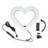 LED Ring Stream RGB lámpa 10" mobiltelefon tartóval HEART + tripod JM26-10 fekete