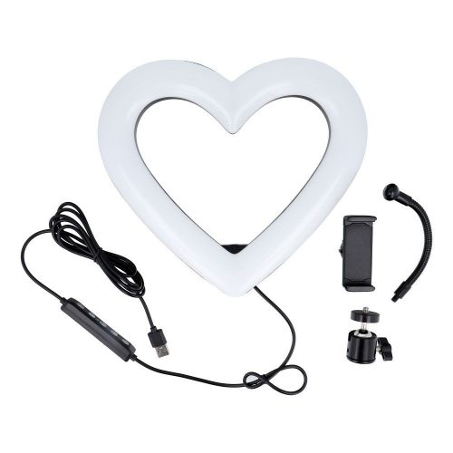 LED Ring Stream RGB lamp 10" with holder for mobile HEART + tripod JM26-10 black