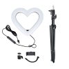 LED Ring Stream RGB lámpa 10" mobiltelefon tartóval HEART + tripod JM26-10 fekete