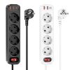 HOCO power strip 4-bit elosztókábel aljzat + 2 x USB A + Type C PD QC 3A 20W NS1 fehér