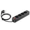 HOCO power strip 4-bit hosszabbító kábel aljzat + 2 x USB A + Type C PD QC3.0 3A 20W NS1 fekete