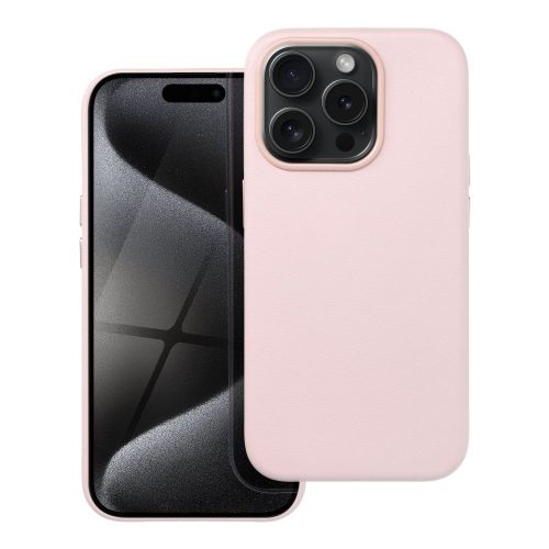 bőr MAG COVER tok IPHONE 15 Pro számára, homokrózsaszín