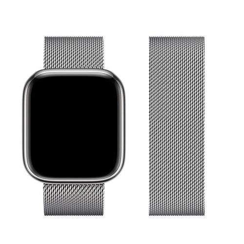 CELL F-DESIGN FA03 mágneses rozsdamentes acél szíj APPLE Watch 42 / 44 / 45 / 49 mm ezüst