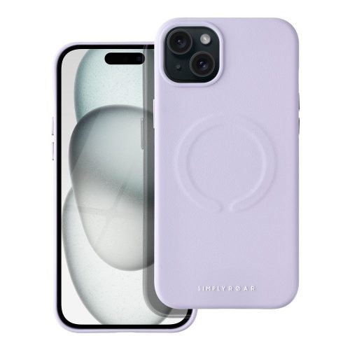 ROAR Tok bőr MAG kompatibilis a MagSafe-dal az IPHONE 15 Plus lila színhez