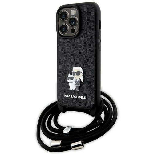 KARL LAGERFELD case for IPHONE 14 Pro KLHCP14LSAKCPSK (Saffiano KC Metal PIN Crossbody) black