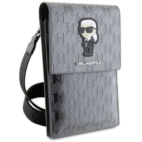 KARL LAGERFELD universal bag for mobile KLWBSAKHPKG (Saffiano Mono Ikonik) silver
