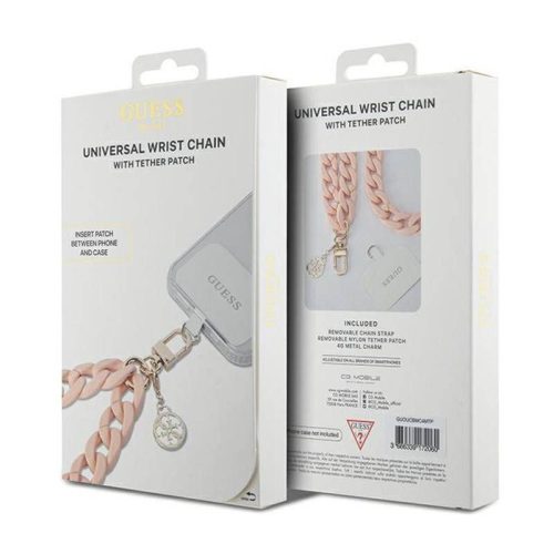 GUESS csuklópánt GUOUCBMC4MP (Nagy Lánc Akril 4G Charms) rózsaszín