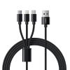 VEGER kábel 3 az 1-ben USB A Lightning / Type C / Micro USB 2A 12W V303 1,2 m fekete