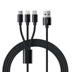   VEGER kábel 3 az 1-ben USB A Lightning / Type C / Micro USB 2A 12W V303 1,2 m fekete