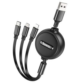   Cable 3in1 USB A to Lightning / Micro USB / USB C Hoco 2A 1 m X75 black