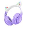 HOCO vezeték nélküli bluetooth fejhallgató W42 Cat Ear lila szőlő
