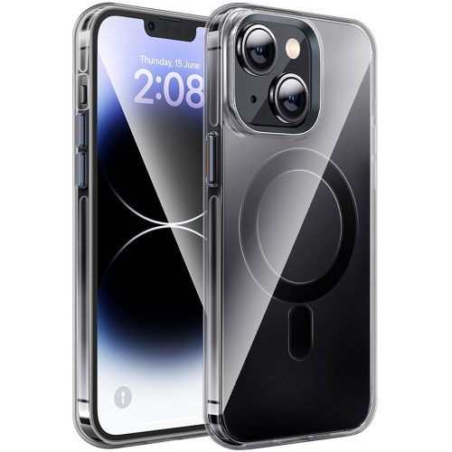 HOCO tok kompatibilis a MagSafe AS3-mal az IPHONE 15 Plus-hoz átlátszó fekete
