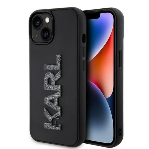 KARL LAGERFELD tok az IPHONE 15-höz KLHCP15S3DMBKCK (3D Logo Csillámos) fekete