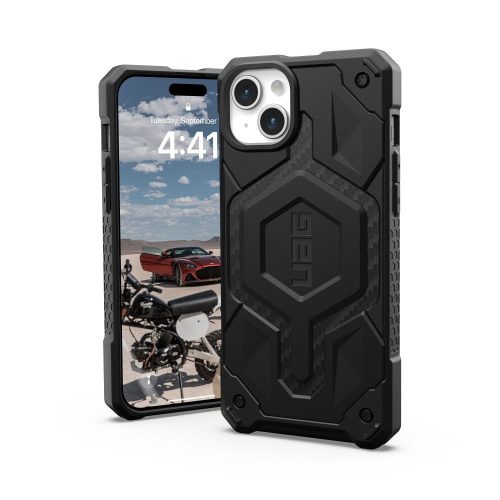 UAG Urban Armor Gear tok MONARCH PRO kompatibilis a MagSafe-fel az IPHONE 15 Plus készülékhez, szénszálas kivitelben.