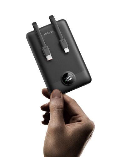 Powerbank Veger C11 (W1170) PD QC3.0 2A 22,5W 10 000 mAh with built-in cables USB C / Lightning black