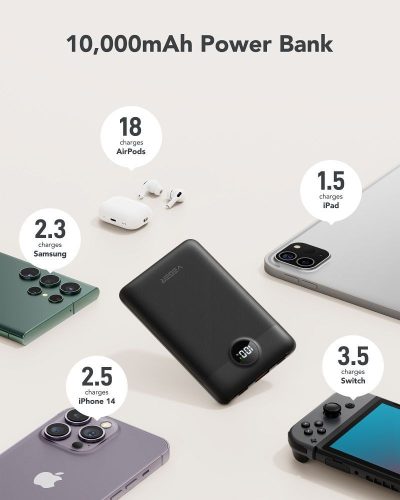 Powerbank Veger C11 (W1170) PD QC3.0 2A 22,5W 10 000 mAh with built-in cables USB C / Lightning black