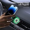 DUZZONA autós tartó vezeték nélküli töltéssel légbefúvóhoz kompatibilis MagSafe 15W V2 fekete