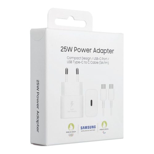 SAMSUNG epiroseti töltő Type C + kábel Type C to Type C PD 3A 25W GaN EP-T2510XWEGEU fekete bliszter