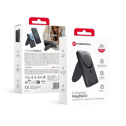 CELL F-ENERGY F10K2 MagStand powerbank MagSafe kompatibilis PD QC3.0 5A 20W 10000 mAh fekete