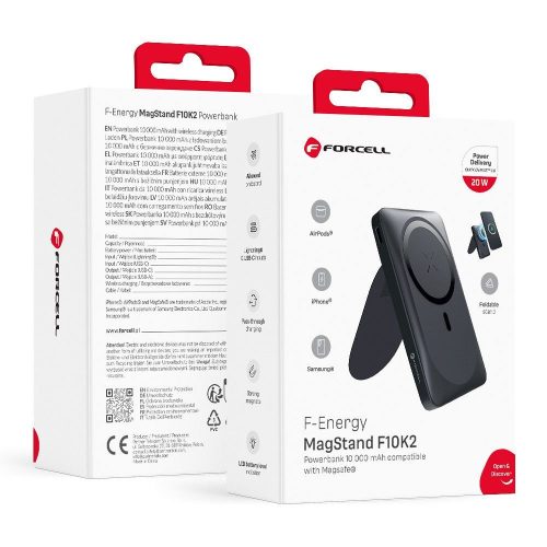 Powerbank compatible with MagSafe Forcell F-Energy MagStand F10K2 QC3.0 PD 5A 20W 10000 mAh black