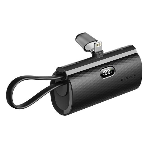 CELL F-ENERGY Power Plug F5K3 powerbank beépített Lightning csatlakozóval PD 20W 5000 mAh fekete