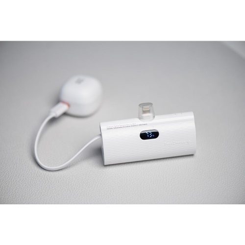 CELL F-ENERGY Power Plug F5K3 powerbank beépített Lightning csatlakozóval PD 20W 5000 mAh fehér
