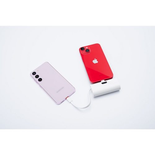 CELL F-ENERGY Power Plug F5K3 powerbank beépített Lightning csatlakozóval PD 20W 5000 mAh fehér