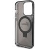 Original faceplate Tok GUESS GUHMP15XHRSGSK iPhone 15 Pro Max készülékhez (Magsafe kompatibilis / Csillogó Script Logó / Gyűrű állvány / fekete)