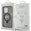 Original faceplate Tok GUESS GUHMP15XHRSGSK iPhone 15 Pro Max készülékhez (Magsafe kompatibilis / Csillogó Script Logó / Gyűrű állvány / fekete)