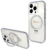 Original faceplate Tok GUESS GUHMP15XHRSGSD iPhone 15 Pro Max készülékhez (Magsafe kompatibilis / Csillogó Script logó / Gyűrűs állvány / átlátszó)