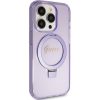 GUESS case for IPHONE 15 Pro compatible with MagSafe GUHMP15LHRSGSU (Glitter Script Logo Ring stand) purple