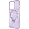 GUESS case for IPHONE 15 Pro compatible with MagSafe GUHMP15LHRSGSU (Glitter Script Logo Ring stand) purple