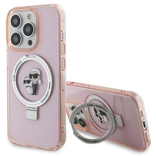 KARL LAGERFELD tok az IPHONE 15 Pro-hoz, kompatibilis a MagSafe-dal KLHMP15LHMRSKCP (Ringstand KC) rózsaszín