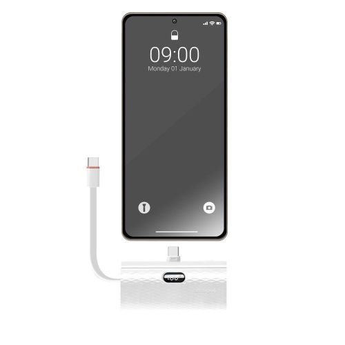 CELL F-ENERGY Power Plug F5K3 powerbank beépített Type C PD 20W csatlakozóval, 5000 mAh fehér