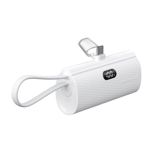 CELL F-ENERGY Power Plug F5K3 powerbank beépített Type C PD 20W csatlakozóval, 5000 mAh fehér