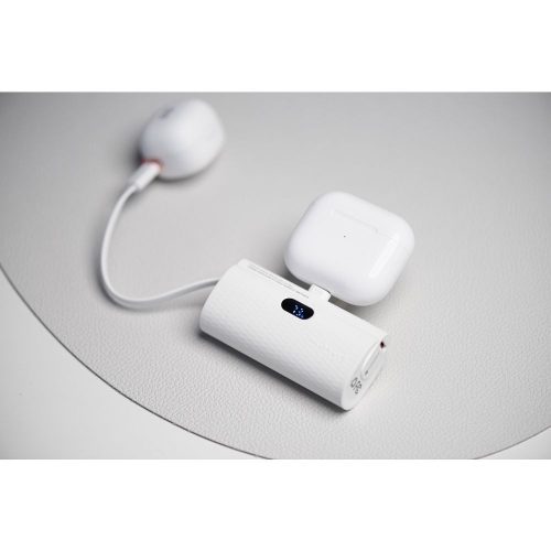 CELL F-ENERGY Power Plug F5K3 powerbank beépített Type C PD 20W csatlakozóval, 5000 mAh fehér