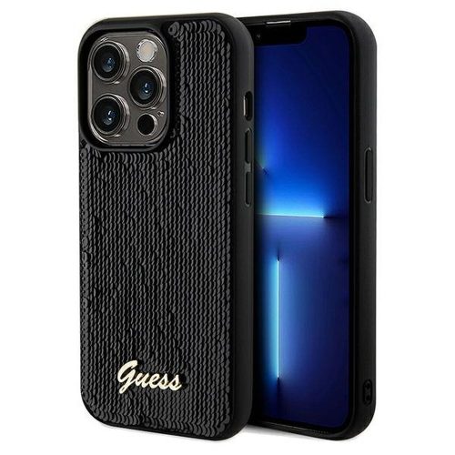 GUESS tok az IPHONE 14 Pro-hoz GUHCP14LPSFDGSK (Sequin Script Metal) fekete