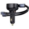 BASEUS autós töltő Type C + behúzható kábel 2in1 Type C / Lightning PD3.0 QC4.0 3A 60W CCTXP-CCL / C00057802111-00 fekete