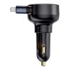 BASEUS autós töltő Type C + visszahúzható kábel Lightning PD3.0 QC4.0 3A 55W CCTXP-CC / C00057803111-00 fekete