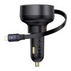 BASEUS autós töltő Type C + visszahúzható kábel Lightning PD3.0 QC4.0 3A 55W CCTXP-CC / C00057803111-00 fekete