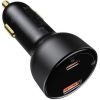 BASEUS autós töltő USB A + Type C digitális kijelzővel + kábel Type C to Type C PD3.0 QC4.0 5A 100W TZCCZX-01 fekete