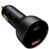 BASEUS autós töltő USB A + Type C digitális kijelzővel + kábel Type C to Type C PD3.0 QC4.0 5A 100W TZCCZX-01 fekete