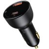 BASEUS autós töltő USB A + Type C digitális kijelzővel + kábel Type C to Type C PD3.0 QC4.0 5A 100W TZCCZX-01 fekete