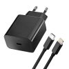 kék STAR utazótöltő Type C + Type C – Lightning kábel PD QC4.0 3A 20W TFB-TC-20WPD fekete