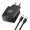 kék STAR utazó töltő Type C + Type C to Type C kábel PD QC4.0 3A 25W TFB-TC-25WPD fekete