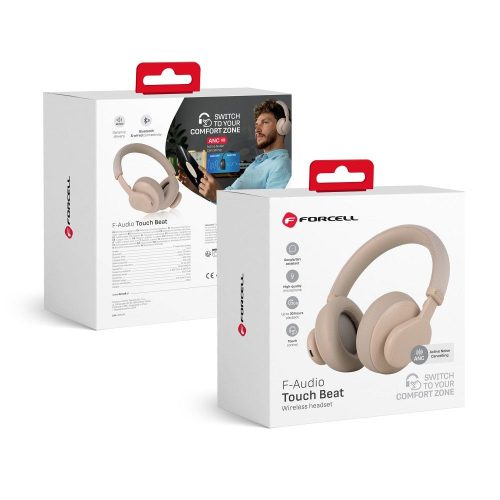 CELL F-AUDIO Touch Beat vezeték nélküli fejhallgató bluetooth ANC bézs