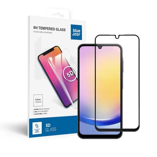 Edzett üveg kék Star - SAMSUNG A25 5G Teljes Felület (teljes ragasztóval, kerettel/kis méret) - fekete Edzett üveg kék Star